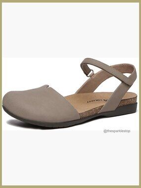 Closed Toe Sandals Comfort Cork Footbed Arch Support Flat Sandals